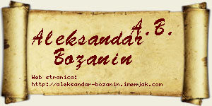 Aleksandar Božanin vizit kartica